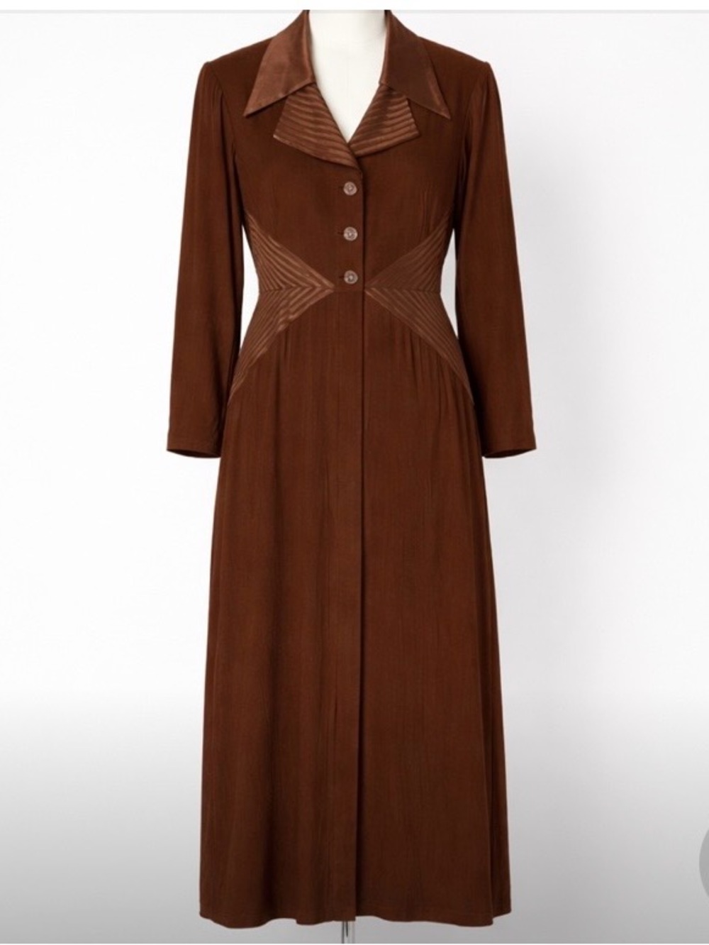 Modest Nu Mode Maxi Dress Brown Size 15/16 Button Down Classic  Prairie